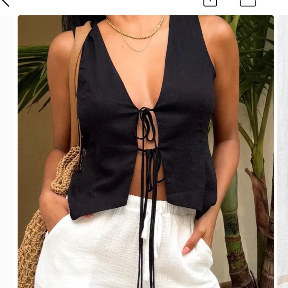 Linen vest with front tie details